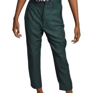 Vintage Rampage Trousers Forest Green Pants Cropped Rayon High Waist Size 3 26